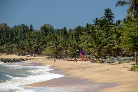 Na pláži Medaketiya v Tangalle.