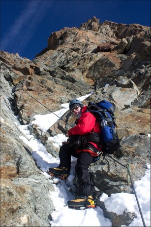 Stoupáme do sedla Mitterkarjoch ve výšce 3.468 m n. m.