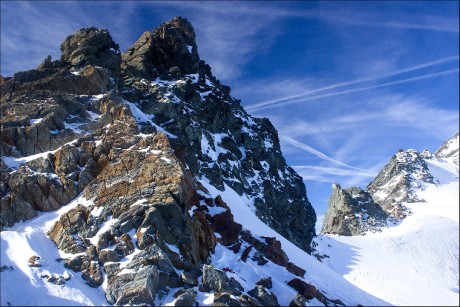 Na sedle Mitterkarjoch ve výšce 3.468 m n. m.