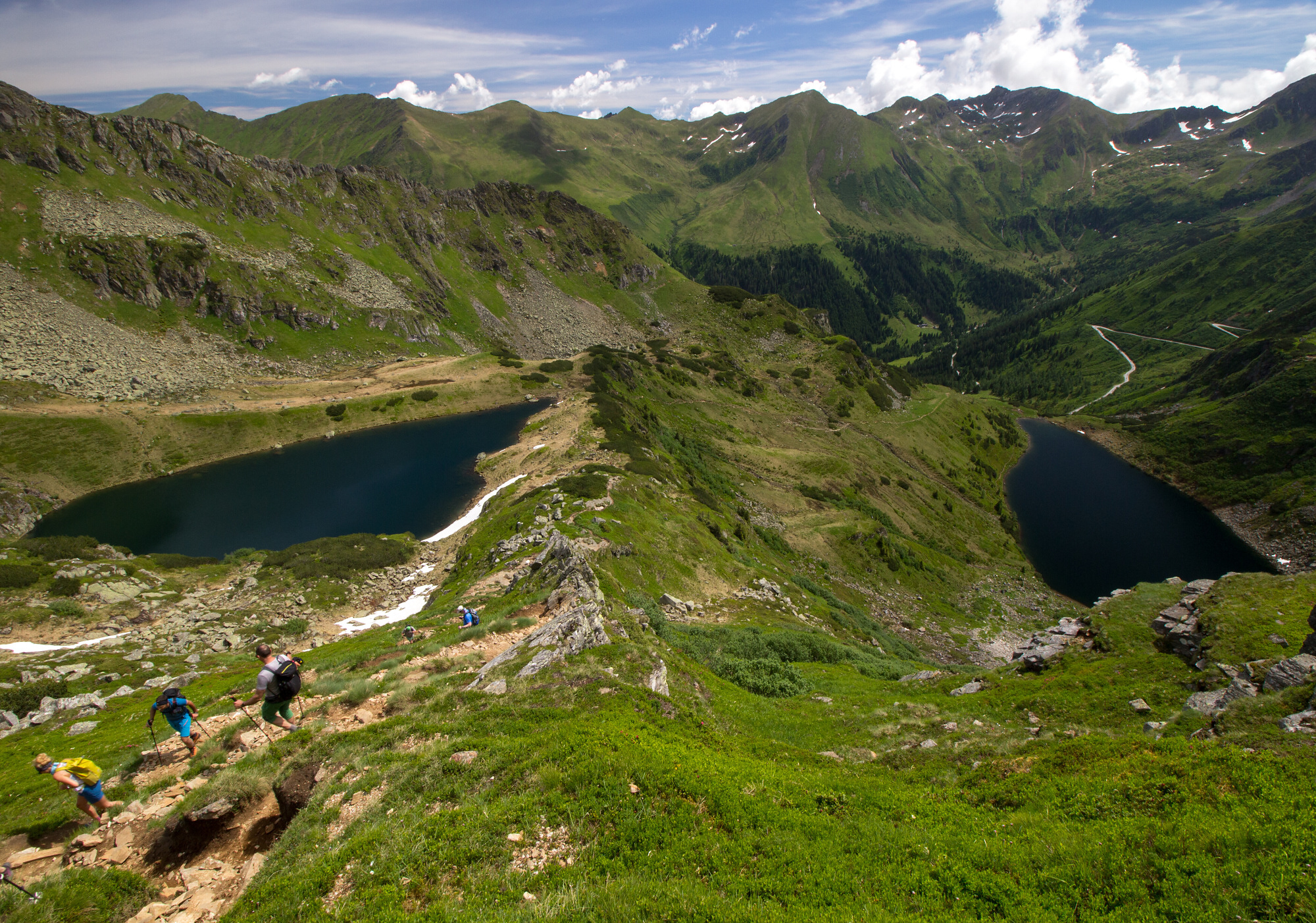 Obě jezera Mittlerer a Unterer Kaltenbachsee pohromadě.